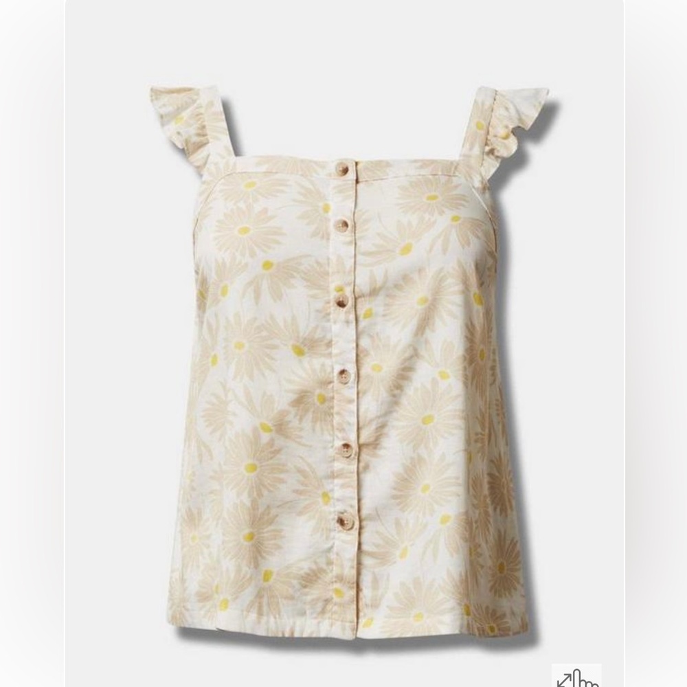 Torrid ruffle button front tank daisy daydream size 4 - Picture 5 of 6